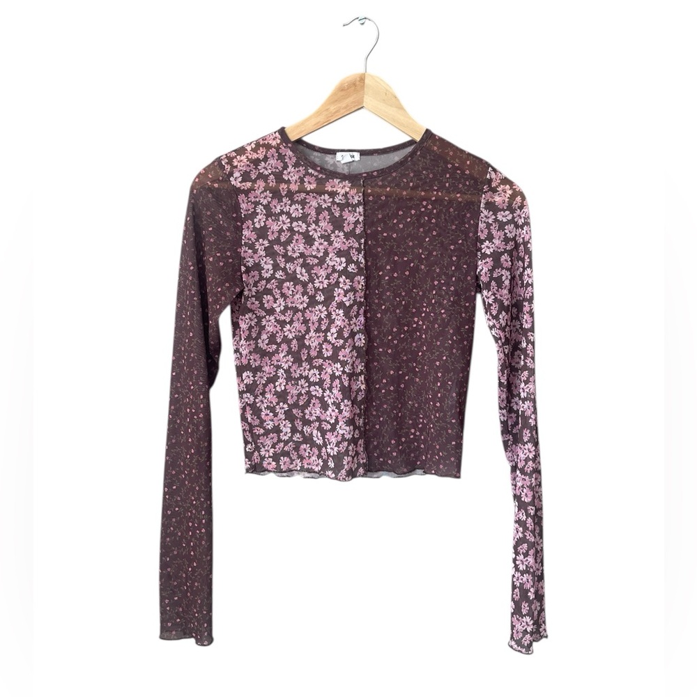 Garage Floral Long Sleeve Sheer Top